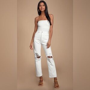 AGOLDE 90’s mid rise loose fit White Distressed jeans‎ size 29